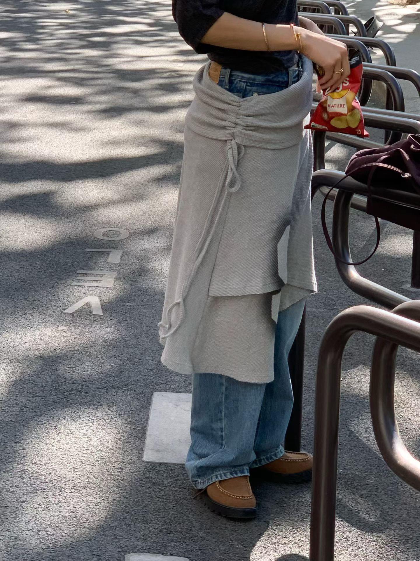 不規則數字反摺綁裙