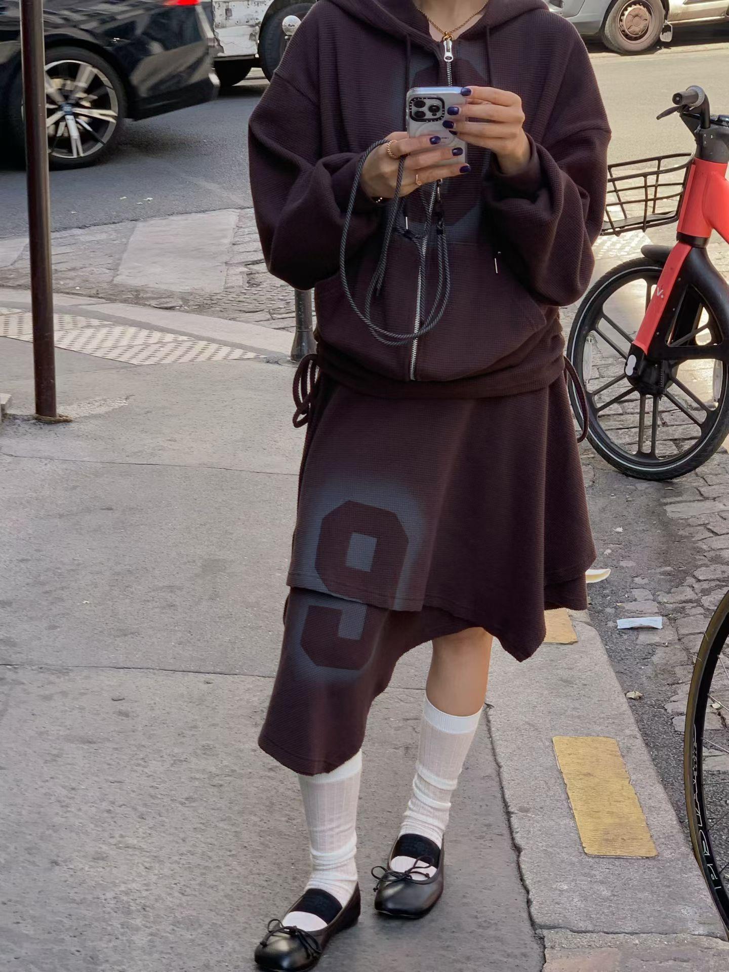 不規則數字反摺綁裙