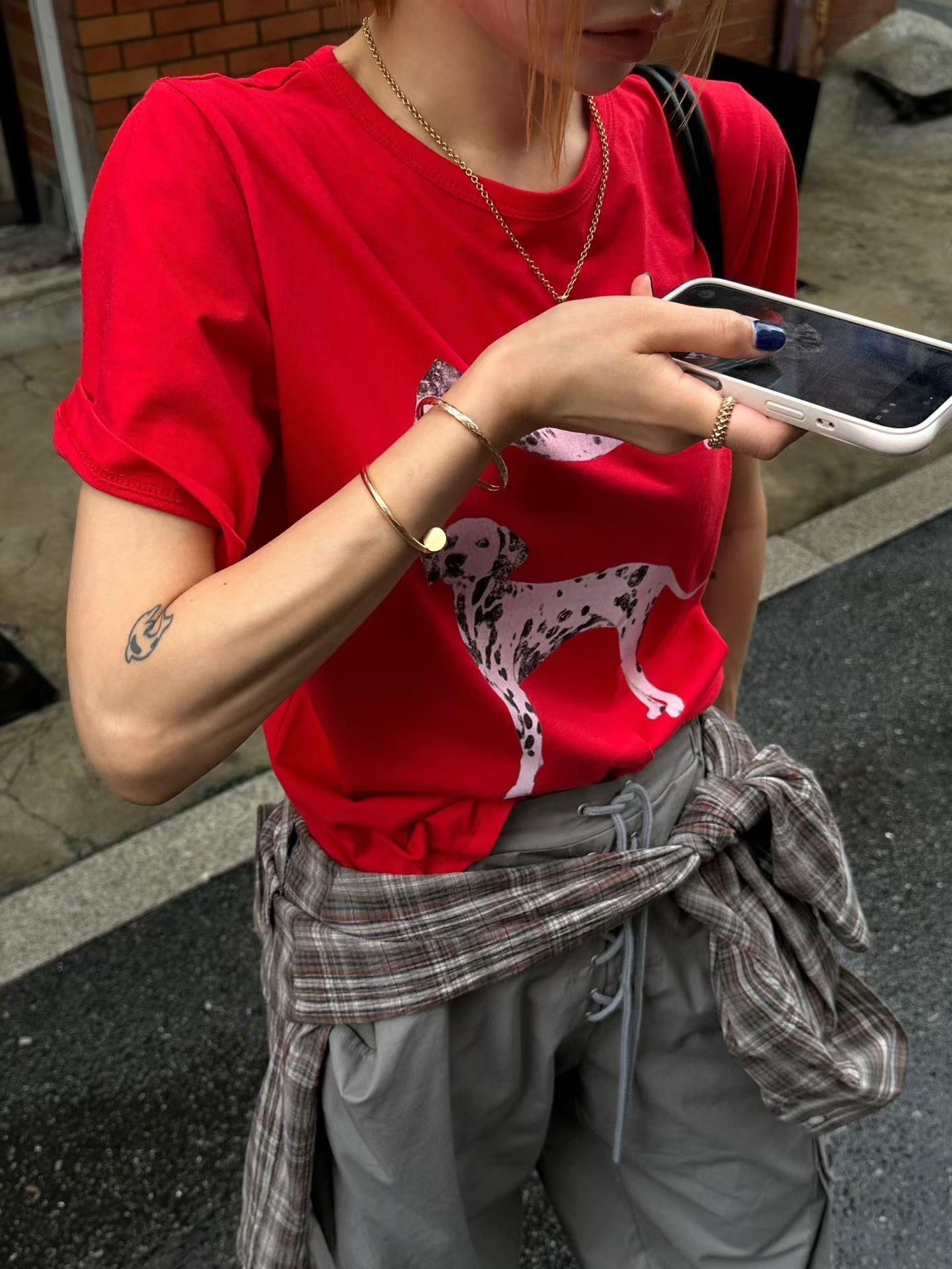 素描小狗短袖上衣