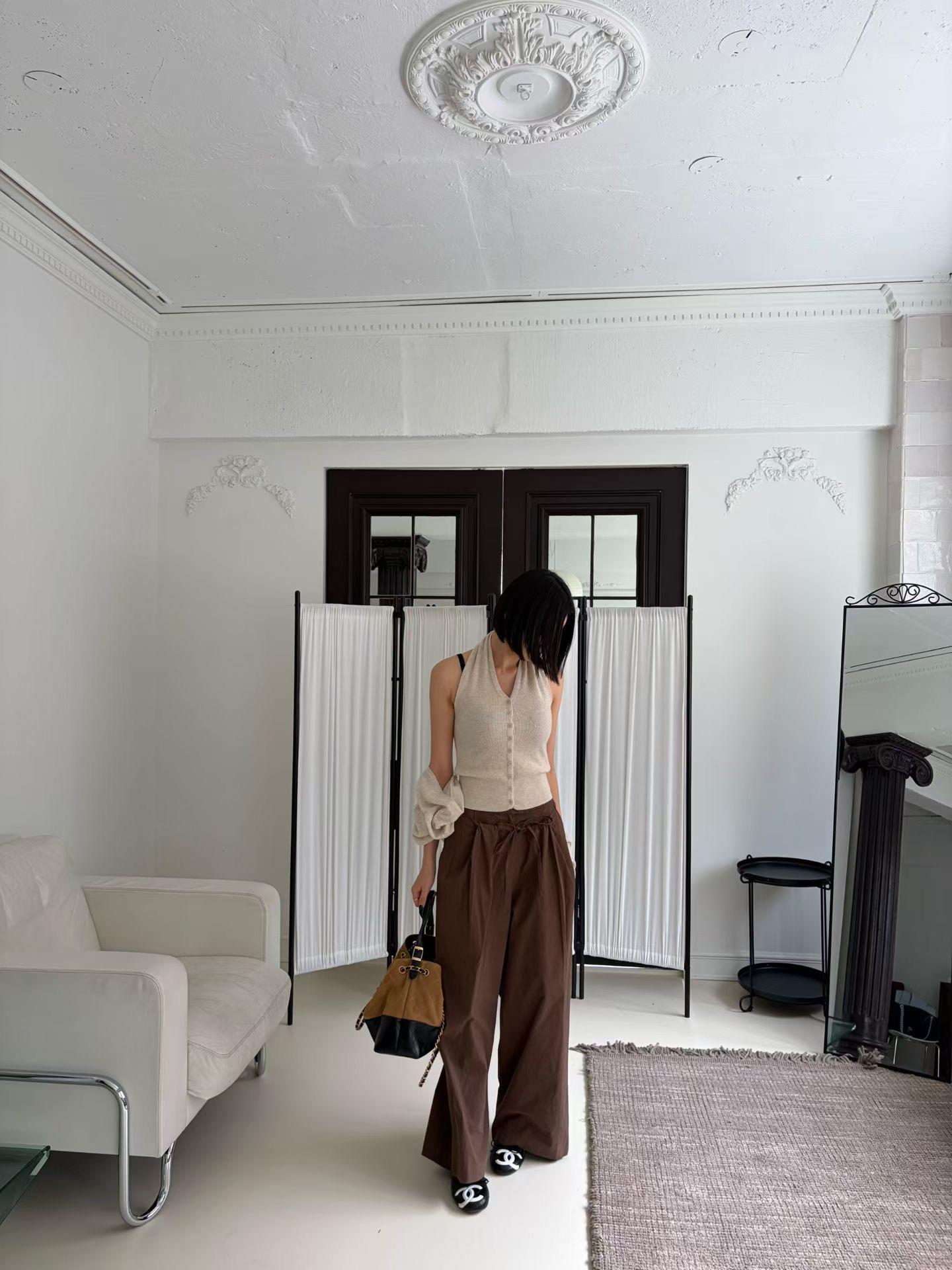坑條掛脖背心外套SET