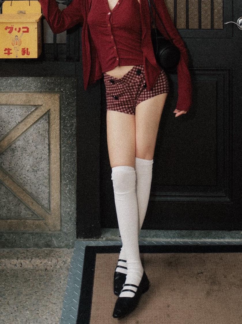 美麗諾羊毛素色膝上襪