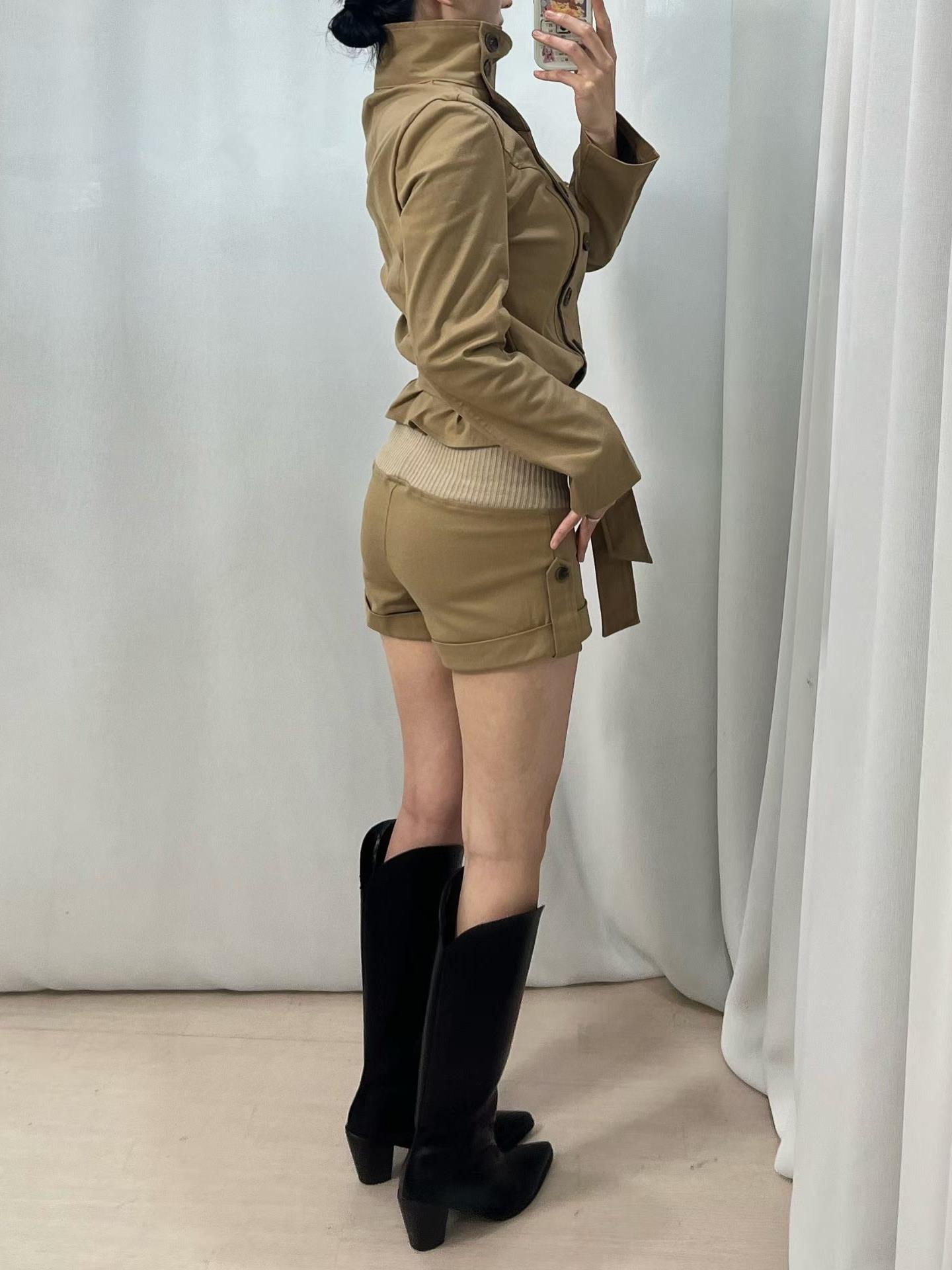 腰頭拼接螺紋短褲