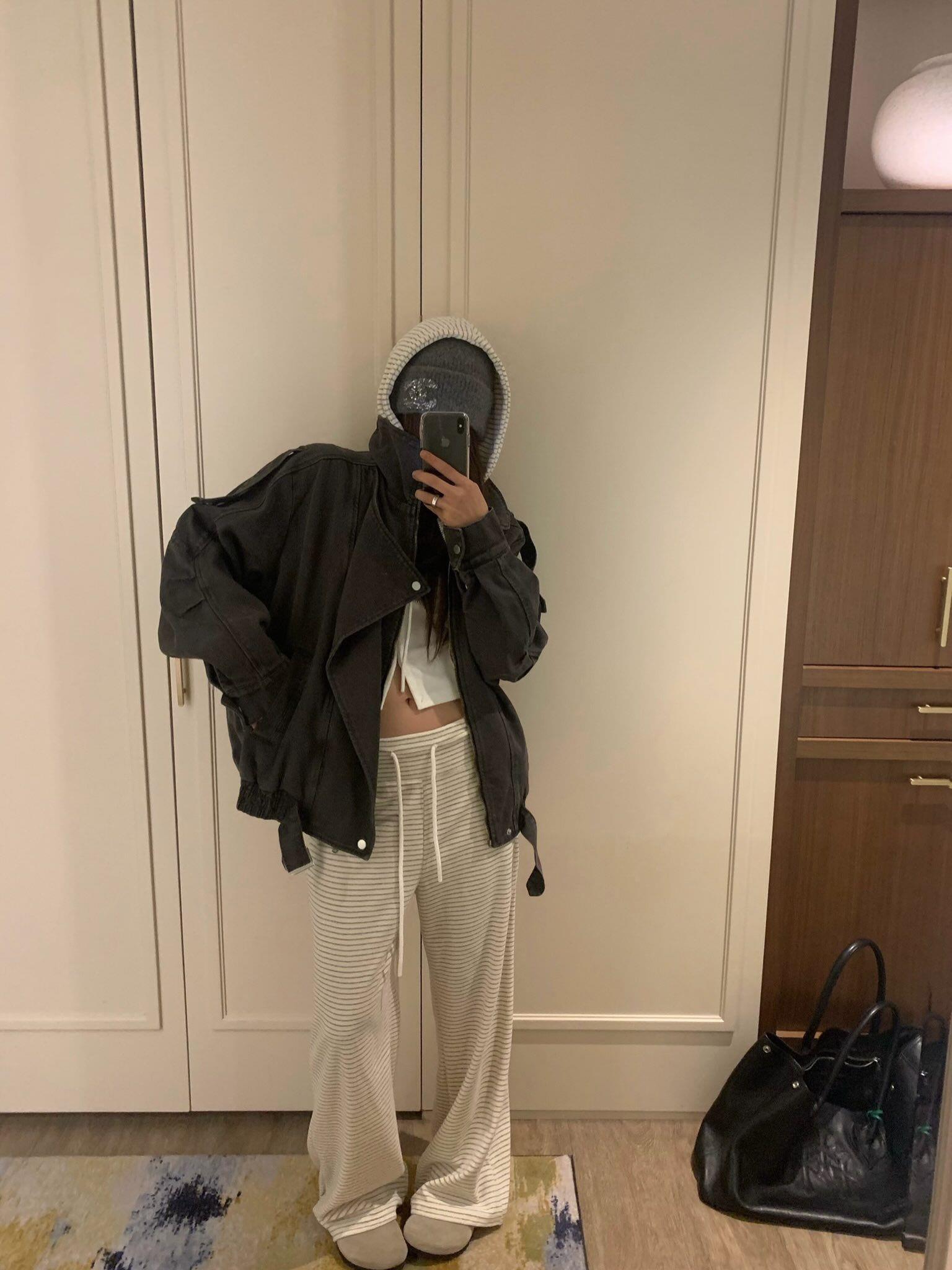 翻領垂帶牛仔外套