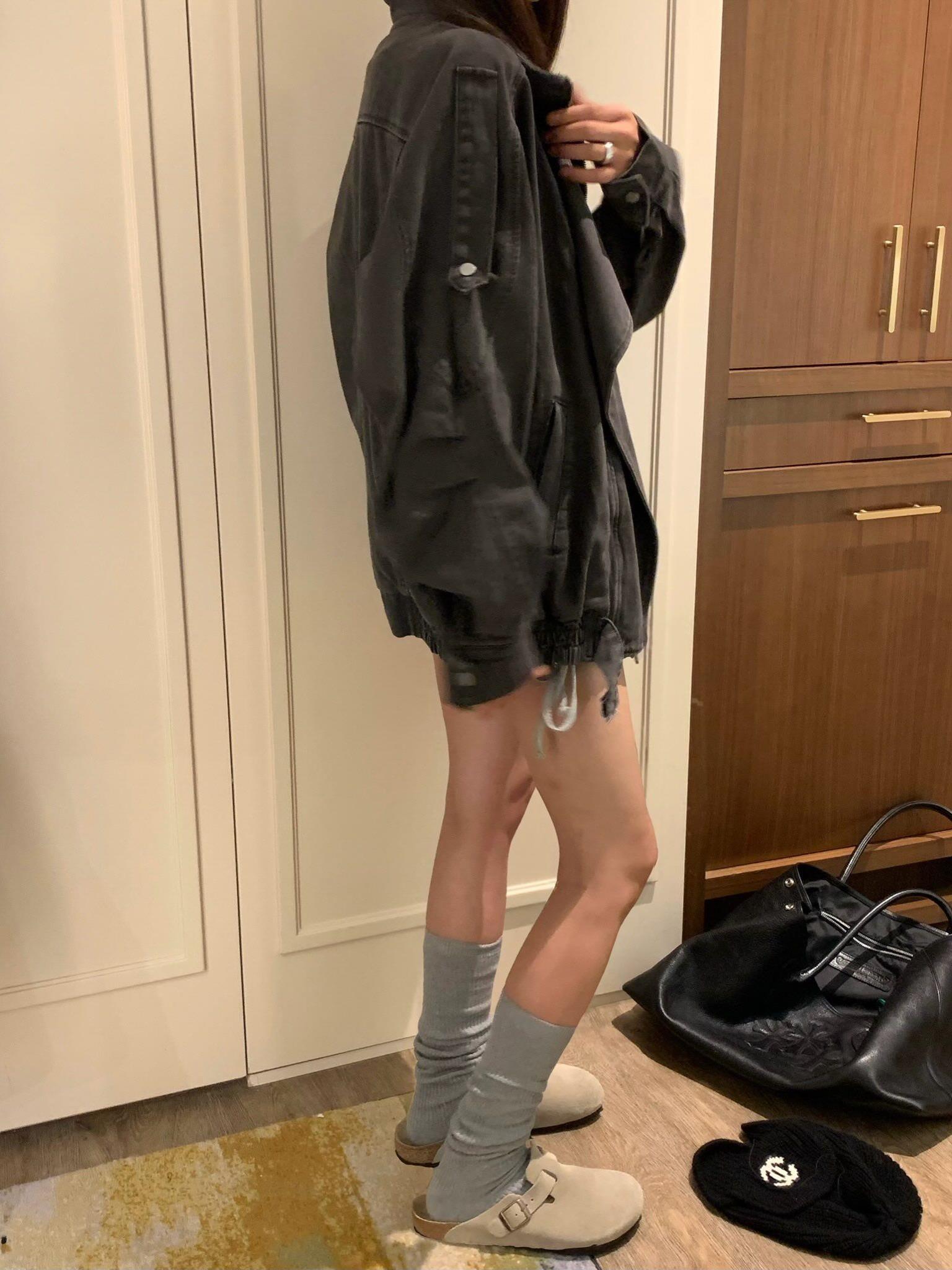 翻領垂帶牛仔外套
