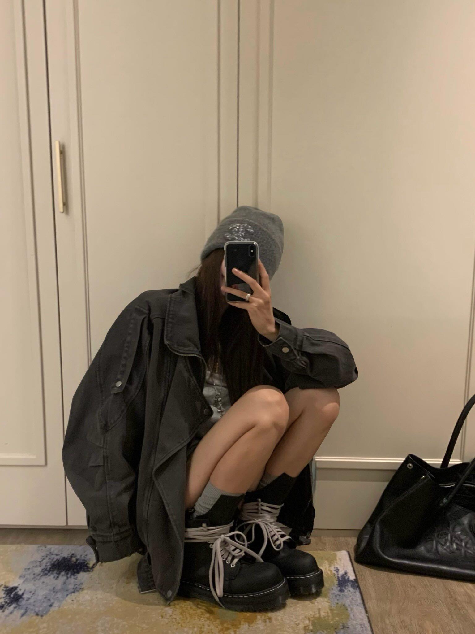 翻領垂帶牛仔外套
