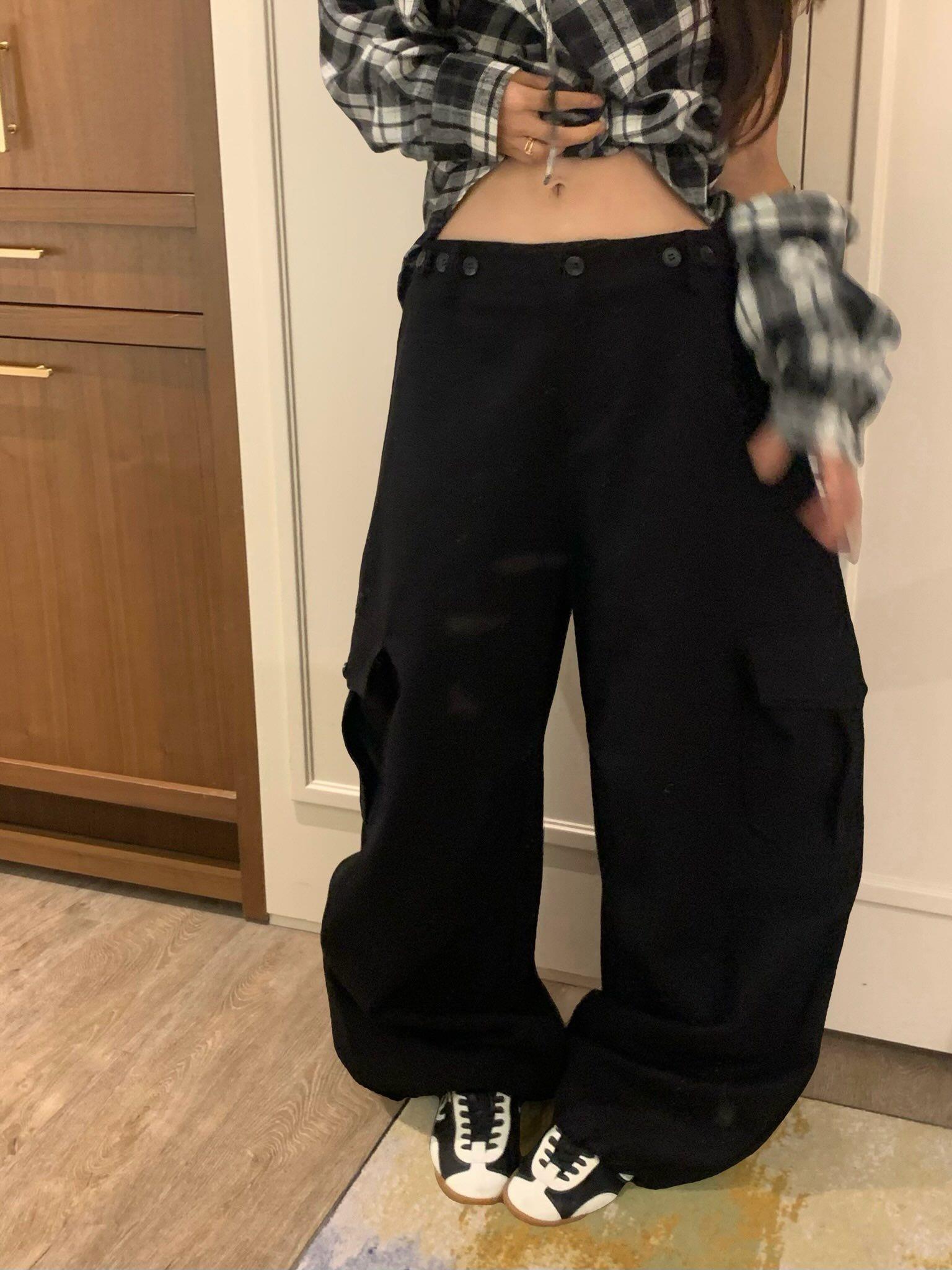 工裝澎感寬長褲