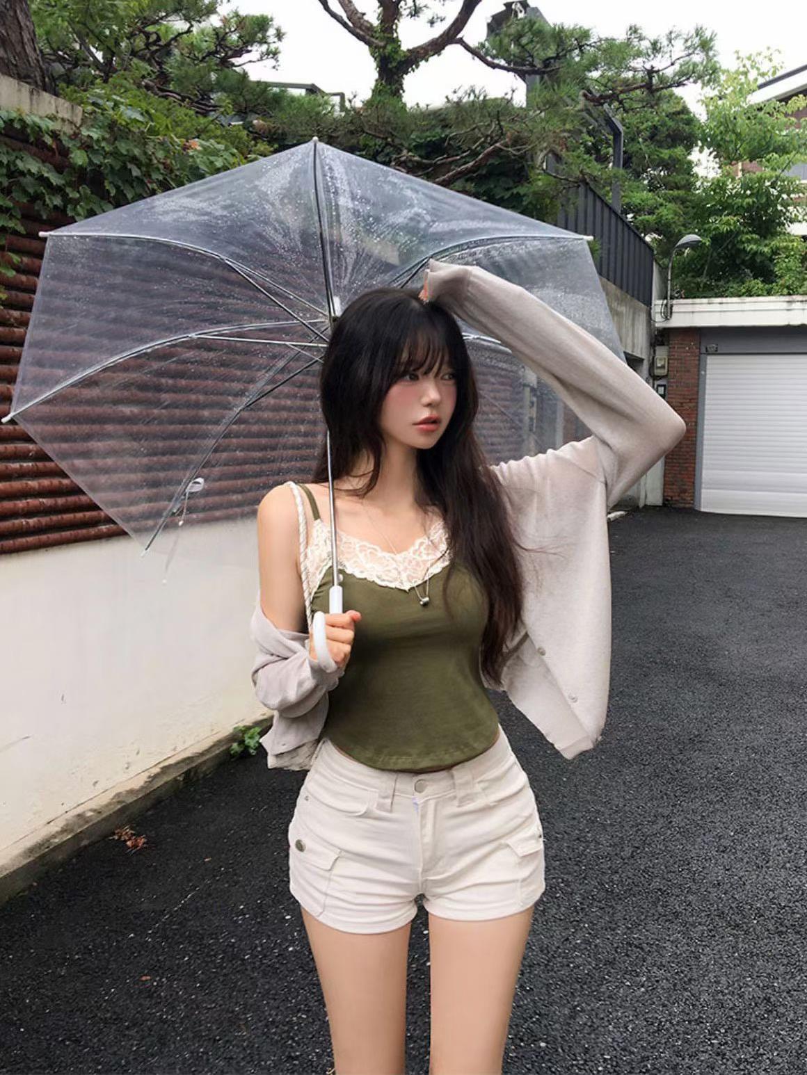 花朵蕾絲彈性背心