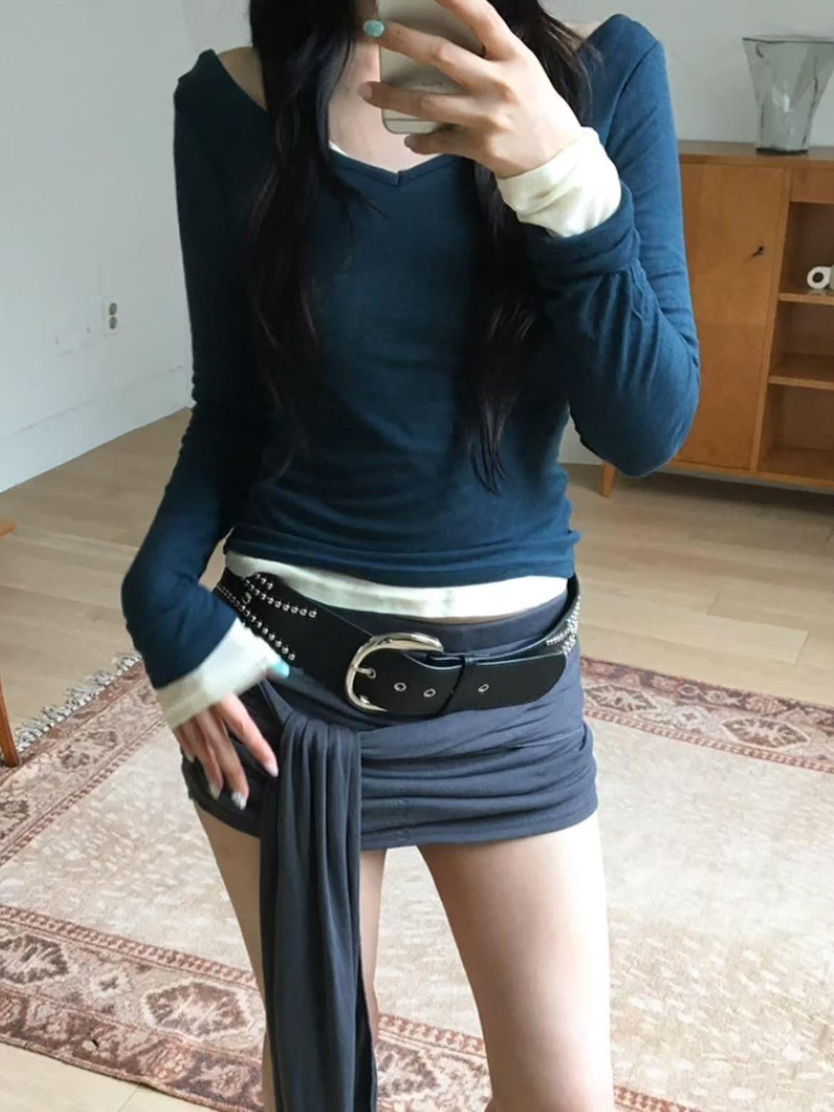 綁帶彈性包臀短裙