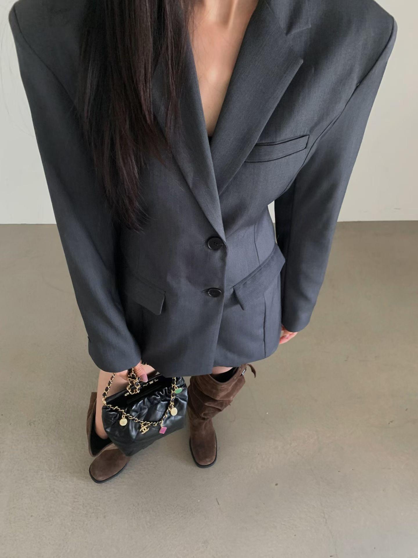 直條腰身西裝外套
