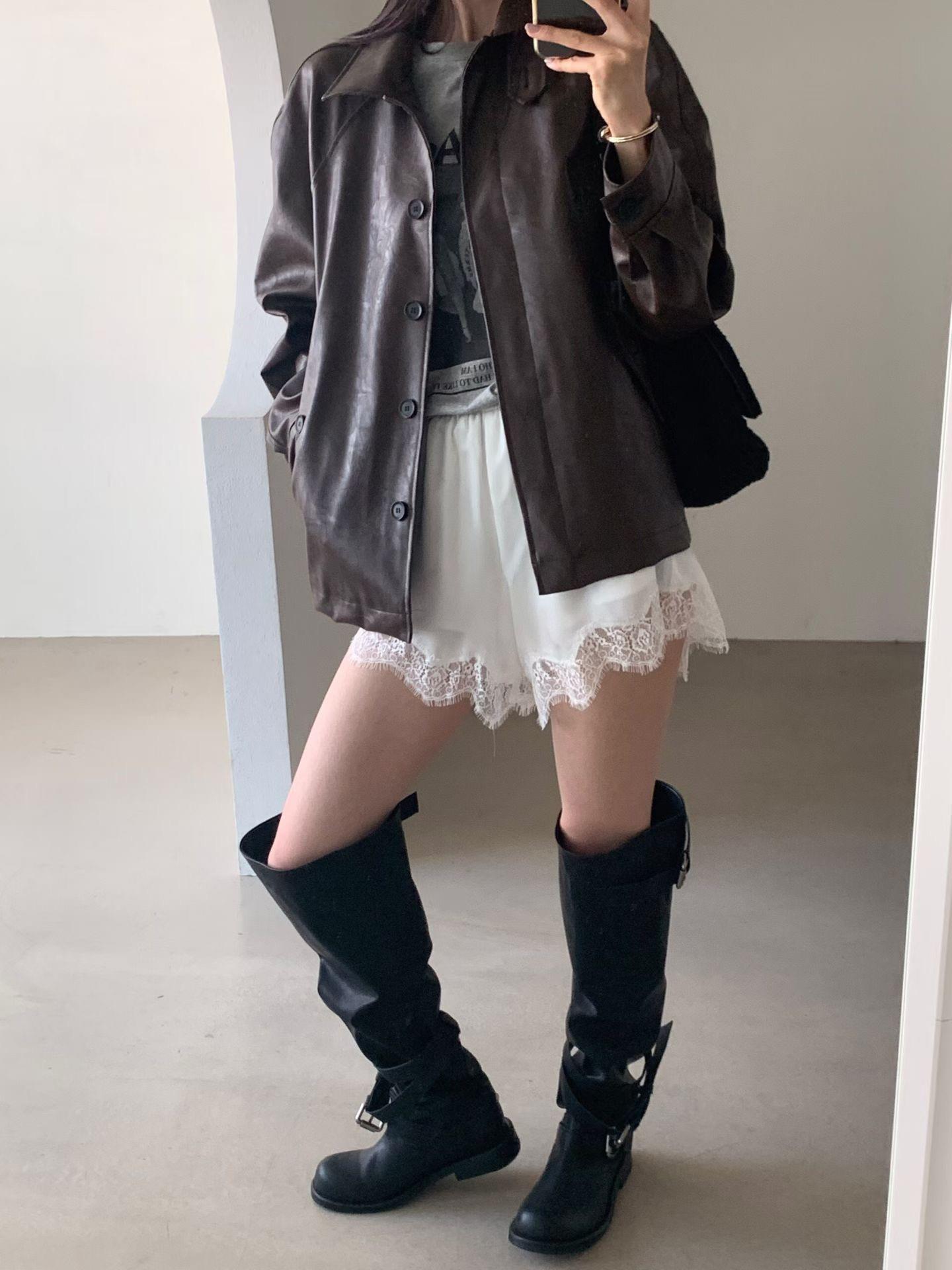 風衣款皮革外套