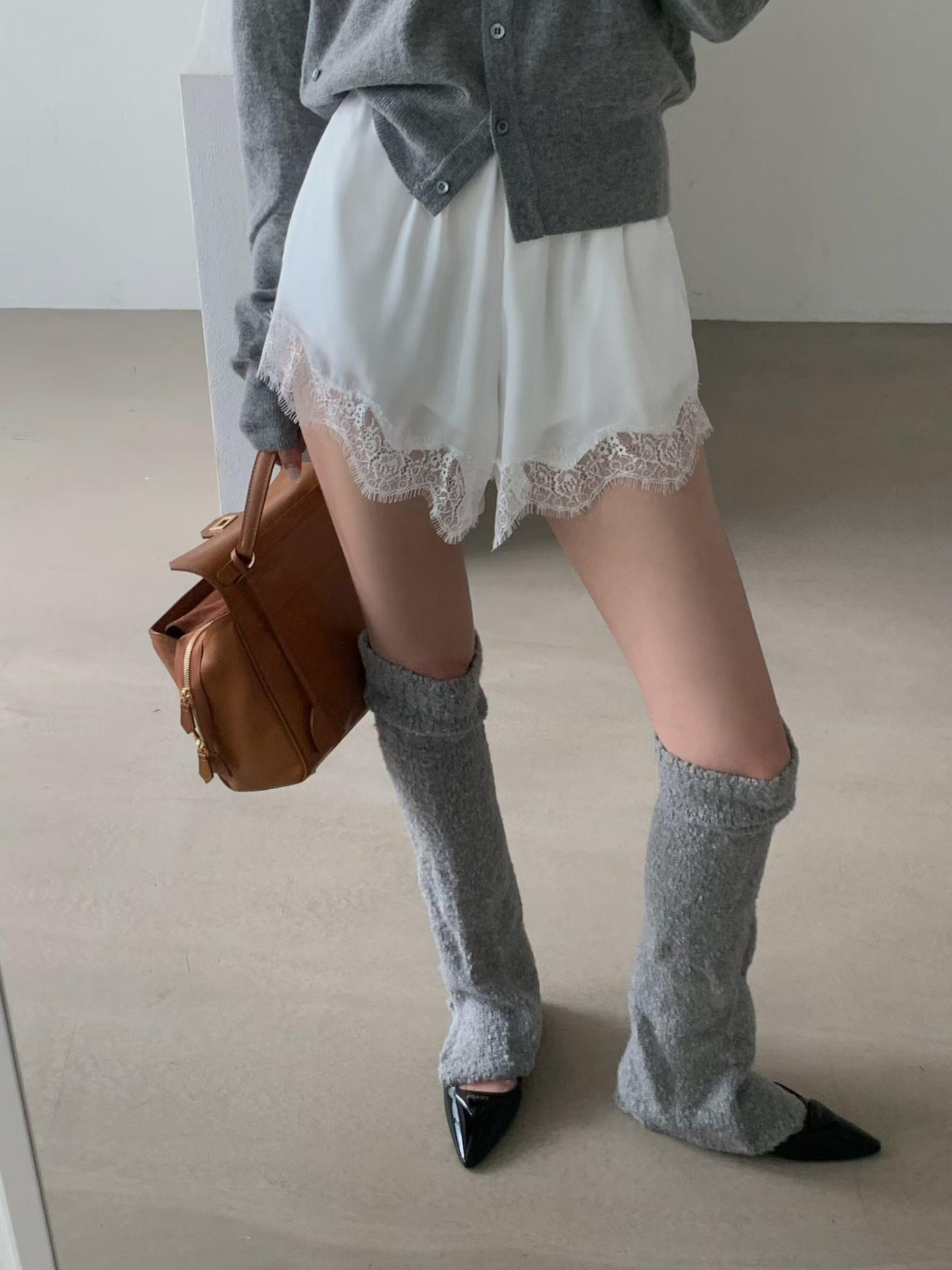 拼紗蕾絲垂墜短褲