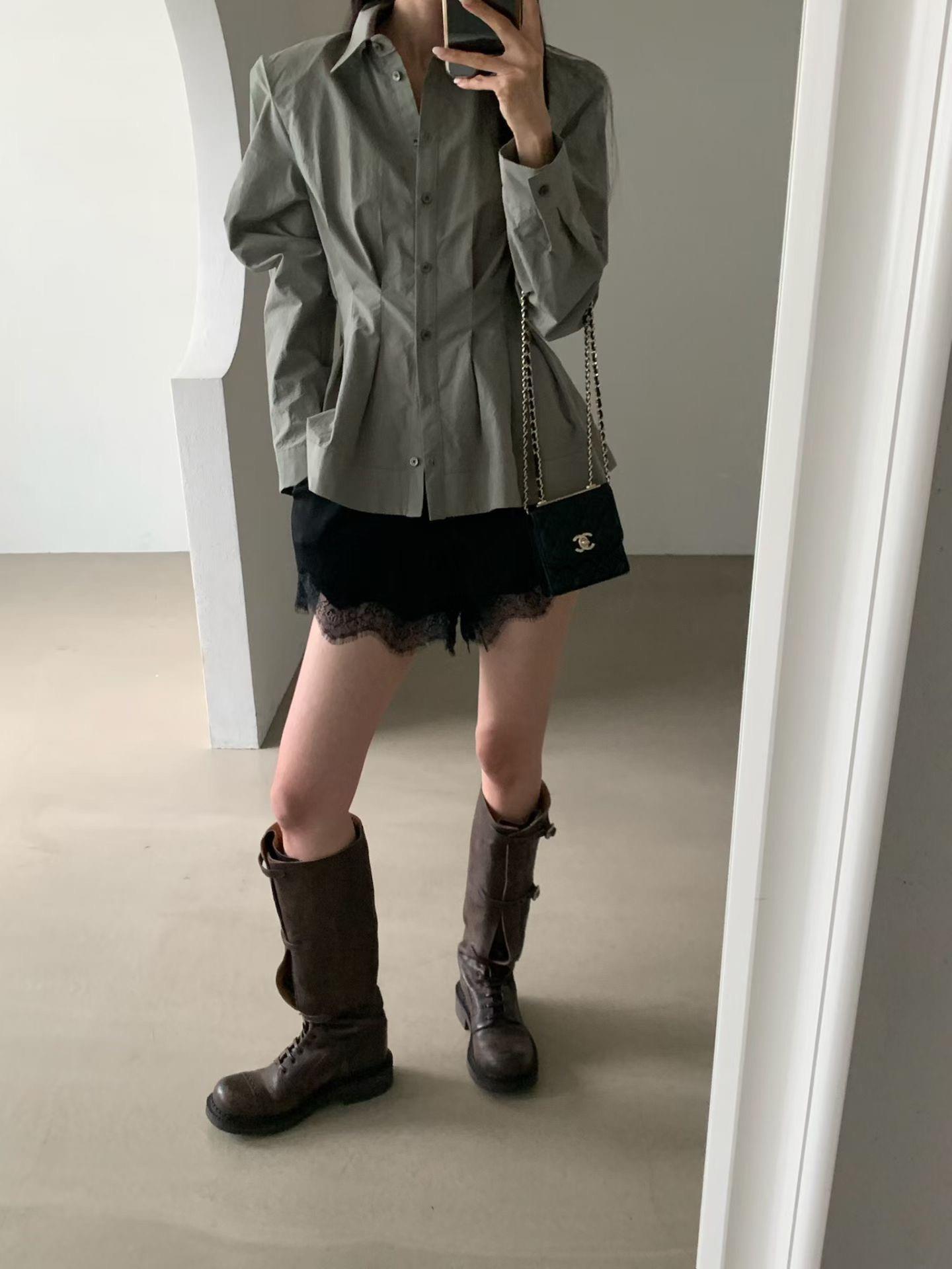 拼紗蕾絲垂墜短褲
