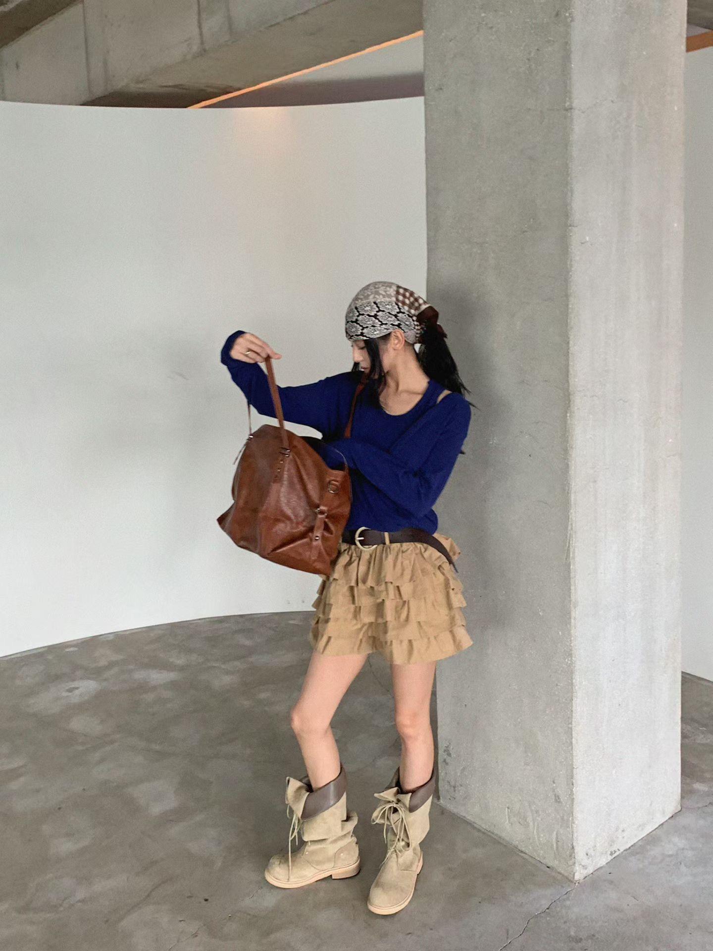 層次澎感腰帶褲裙