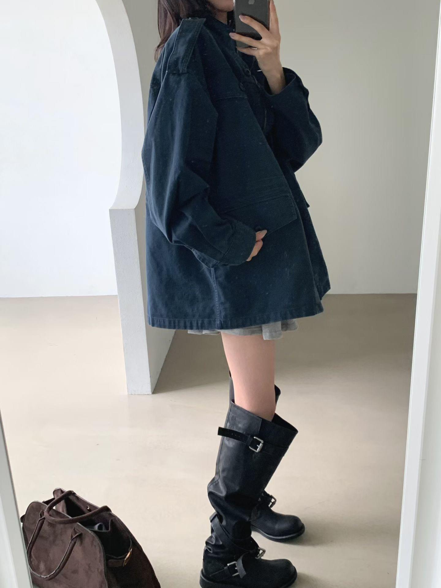 復古牛仔中長外套